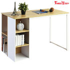 بني فاتح / أبيض حديث طاولة مكتب 5 جانبي رفوف كمبيوتر محمول مفكرة مكتب معدني أرجل