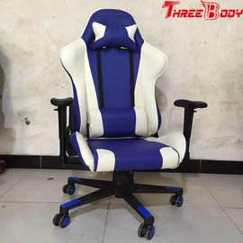 لعبة فيديو ذات قدرة عالية على كرسي الألعاب باللون الأبيض والأزرق سعة تحميل كبيرة تصل إلى 350 رطل