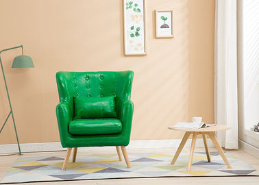 الصين الصلبة الخشب الساقين نسيج الزاوية أريكة ، واحد مقاعد قماش صوفا الخضراء للفندق مصنع