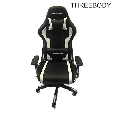 Modern Style Executive Racing Office Chair With Lumbar Support System Black And White