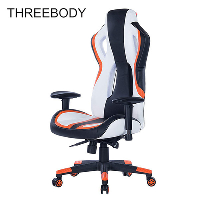 Modern Style Executive Racing Office Chair With Lumbar Support System Black And White