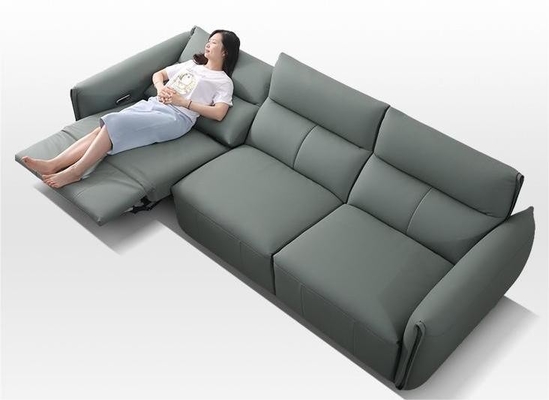 Modern Zero-Back Wall Straight-Row First-Layer Cowhide Telescopic Leather Electric Sofa    285*107*88cm