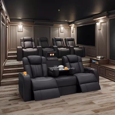 Louis Denny High-End Electric Multi-Functional Home Theater Luxury Villa Living Room Leather Sofa