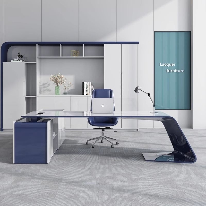 Lacquer Furniture Simple, Modern And Elegant Painted Boss Desk, Fashionable CEO, Executive & Boss Desk
